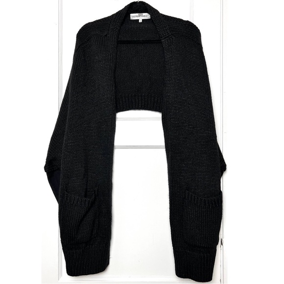 KAUFMANFRANCO Wool Alpaca Chunky Knit Cropped Back Zip Sleeve Cardigan Sweater M - Picture 4 of 6